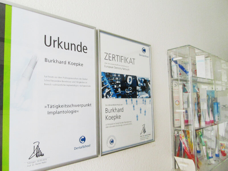 Zertifikate | Zahnarzt Hannover